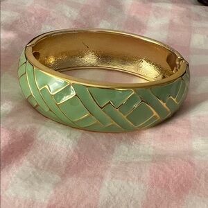 Elegant Gold and Green Bangle Bracelet